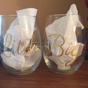 Big & little matching sorority wine glasses